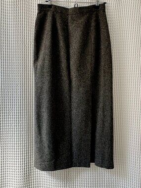 Vintage Isaac Hazan gray wool maxi skirt w/ front slit womens size size 12 READ